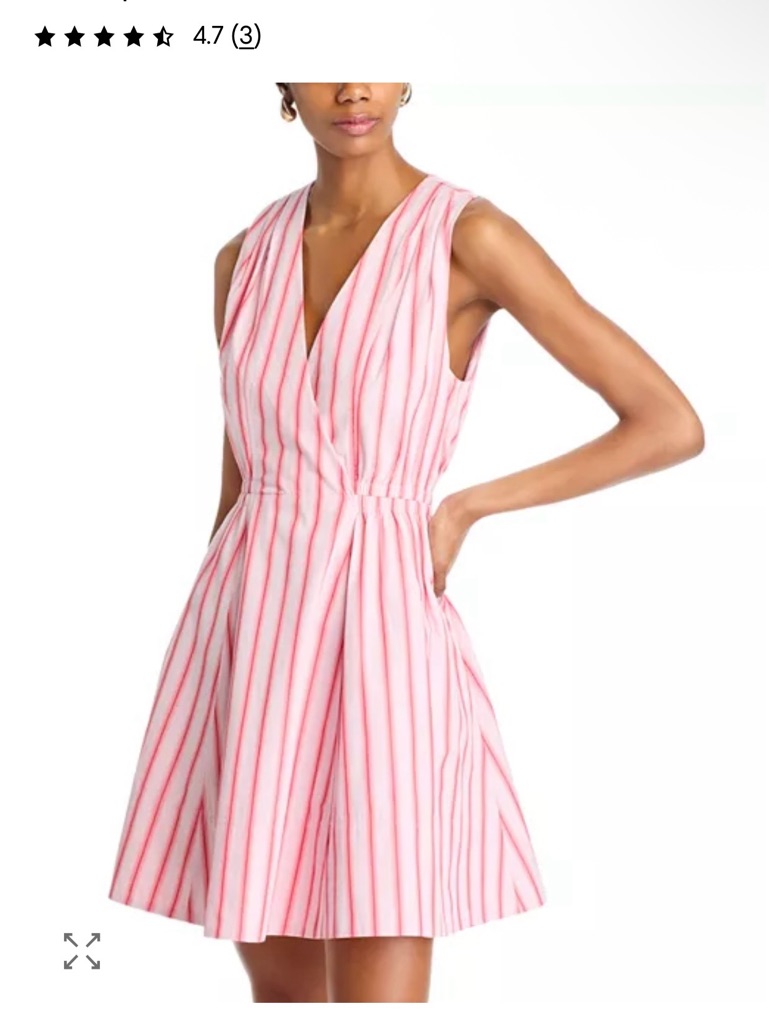 Nwt 10 Crosby Derek Lam Pink And White Striped V-Neck Mini Dress